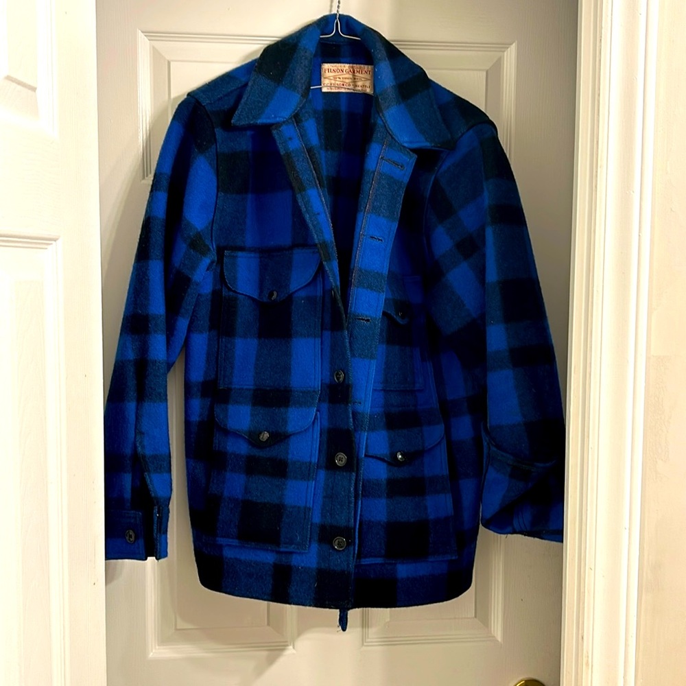 Rare, blue buffalo plaid Mackinac, cruiser by Filson, very very hard to find.